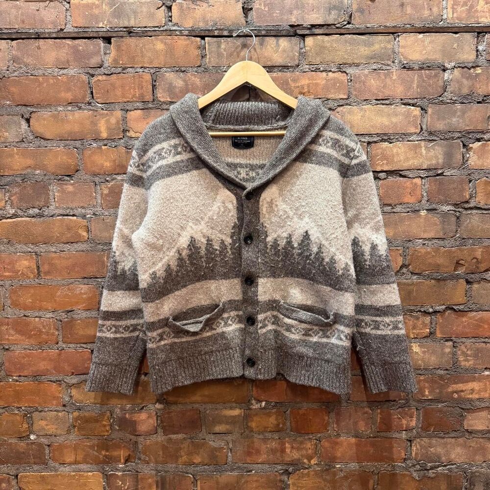 Abercrombie & Fitch Wool Outdoors Cardigan Sweater Fair Isle Size XL